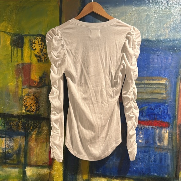 Sundays white v-neck ribbed ruched long-sleeved IVETTE TOP size xs - Picture 4 of 9
